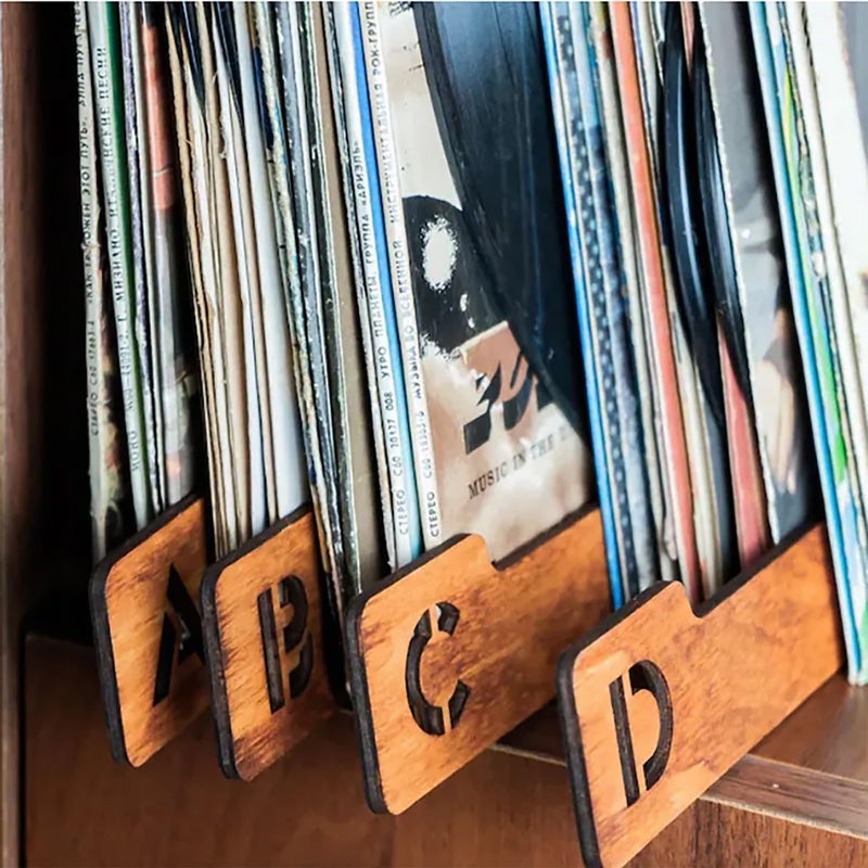 Didyts 26PCS Alphabetical Wooden Vinyl Storage Dividers, 26 Record Separator Holder Dividers A-Z Fot Horizontal Vertical, Album CD DVD Media Book Shelf Holders Accessories for Music Enthusiasts Album Crate - Image 2
